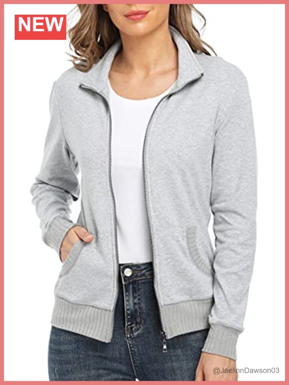 Womens Lightweight Zip Up Jacket Regular Fit Long Sleeve Casual Sport